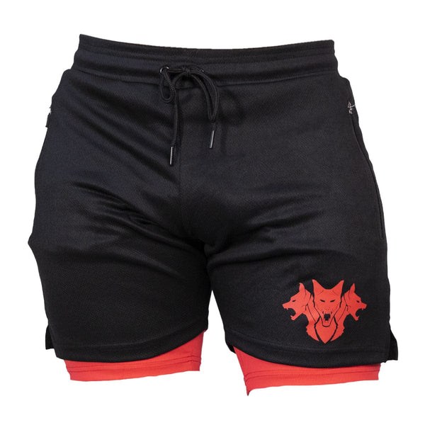 Cerberus Strength Strongman - Pantaloncini in Neoprene, 2,5 mm, Colore: Rosso Cerberus Strength Strongman - Pantaloncini in Neoprene, 2,5 mm, Colore: Rosso